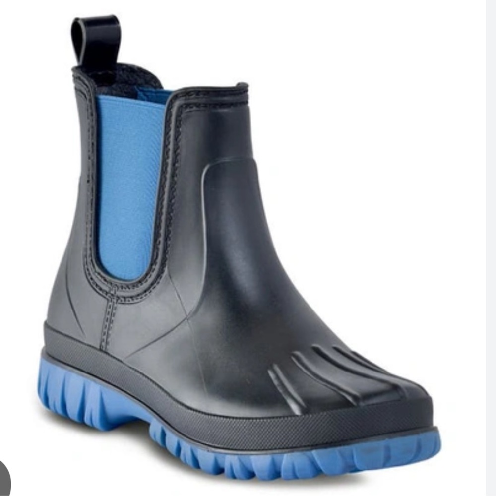Cougar Tangent Chelsea Rain Boot Black/Blue SZ 6 NWOB